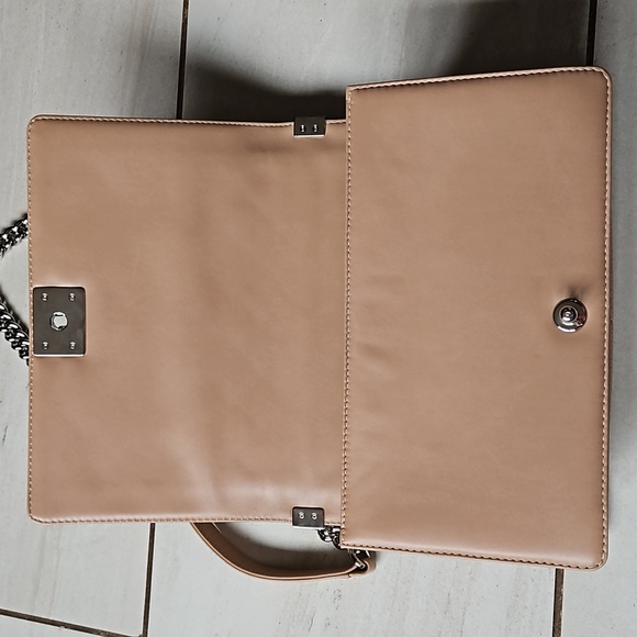 CHANEL Boy Bag Perforated Lambskin Quilted Leather Silver Tan w/Card - Picture 11 of 17